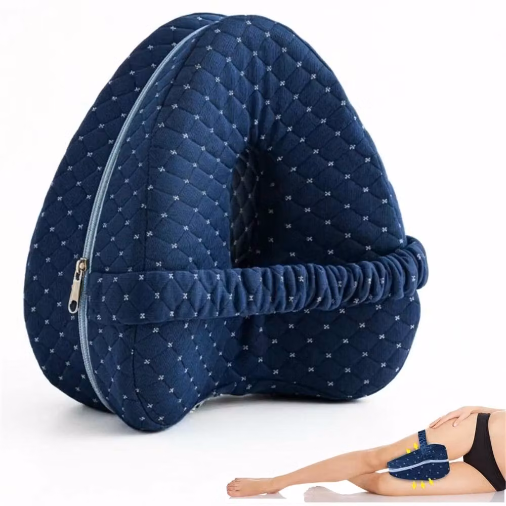 Nordara ONESAVE Alignment Pillow in Navy Blue with Contoured Memory Foam for Side Sleeping and Knee Leg Support – 5