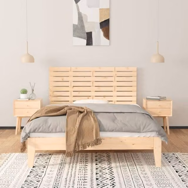 Berkfield Home Wall Headboard in Natural Solid Pine, W: 146 cm, D: 3 cm, H: 63 cm – 1