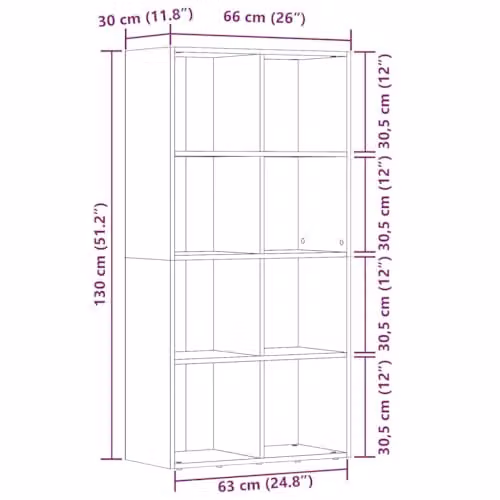 vidaXL Book Cabinet in Old Wood Brown, W/D/H: 66 x 30 x 130 cm – 3