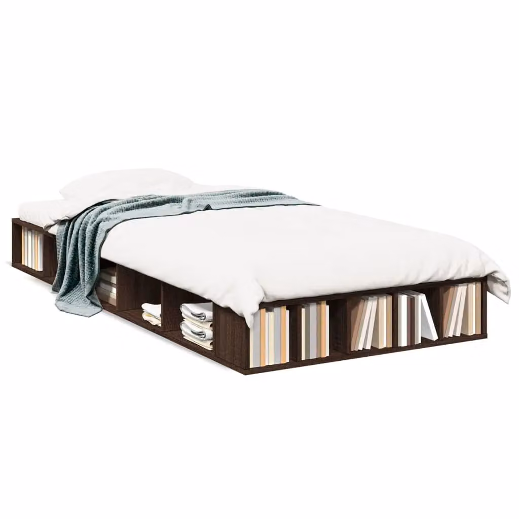 Berkfield Home Small Single Bed Frame in Brown Oak, W: 75 cm, L: 190 cm – 2