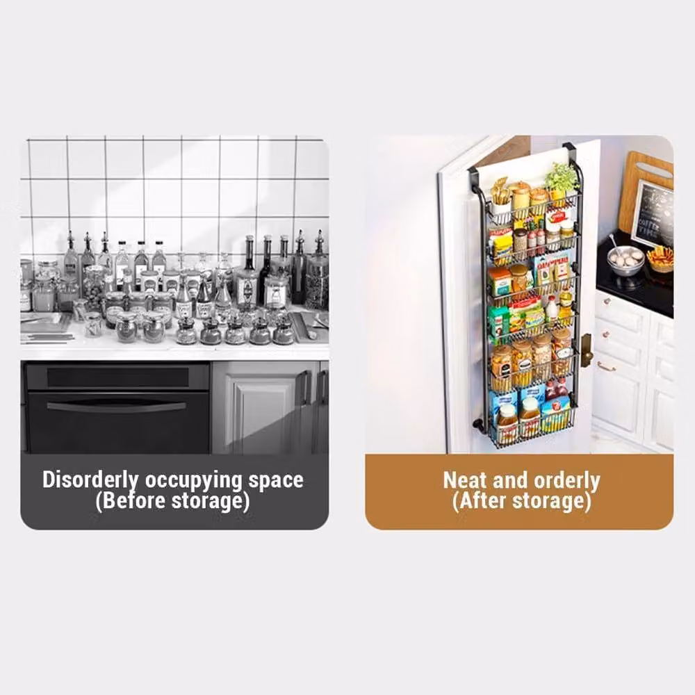 London Boutique 4-Tier Over Door Hanging Metal Pantry Organiser in Black – 6