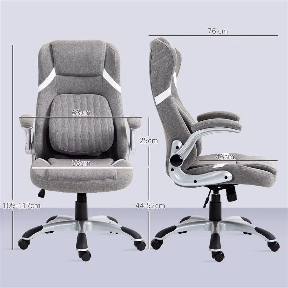 Nordara Grey Fabric Modern Swivel Task Chair with Headrest and Armrests – 3