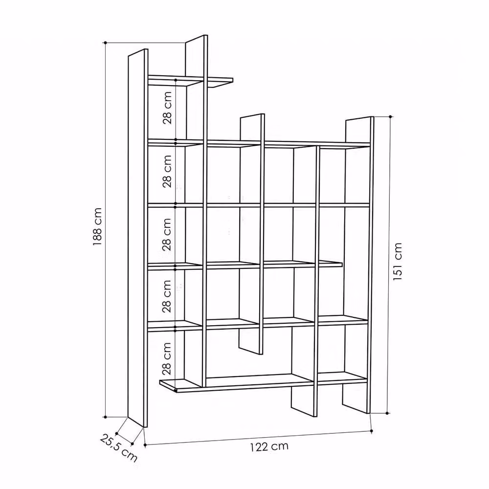 CALICOSY Manco 18-Shelf Shelving Unit in Grey, H 188 cm x W 122 cm x D 25.5 cm – 3