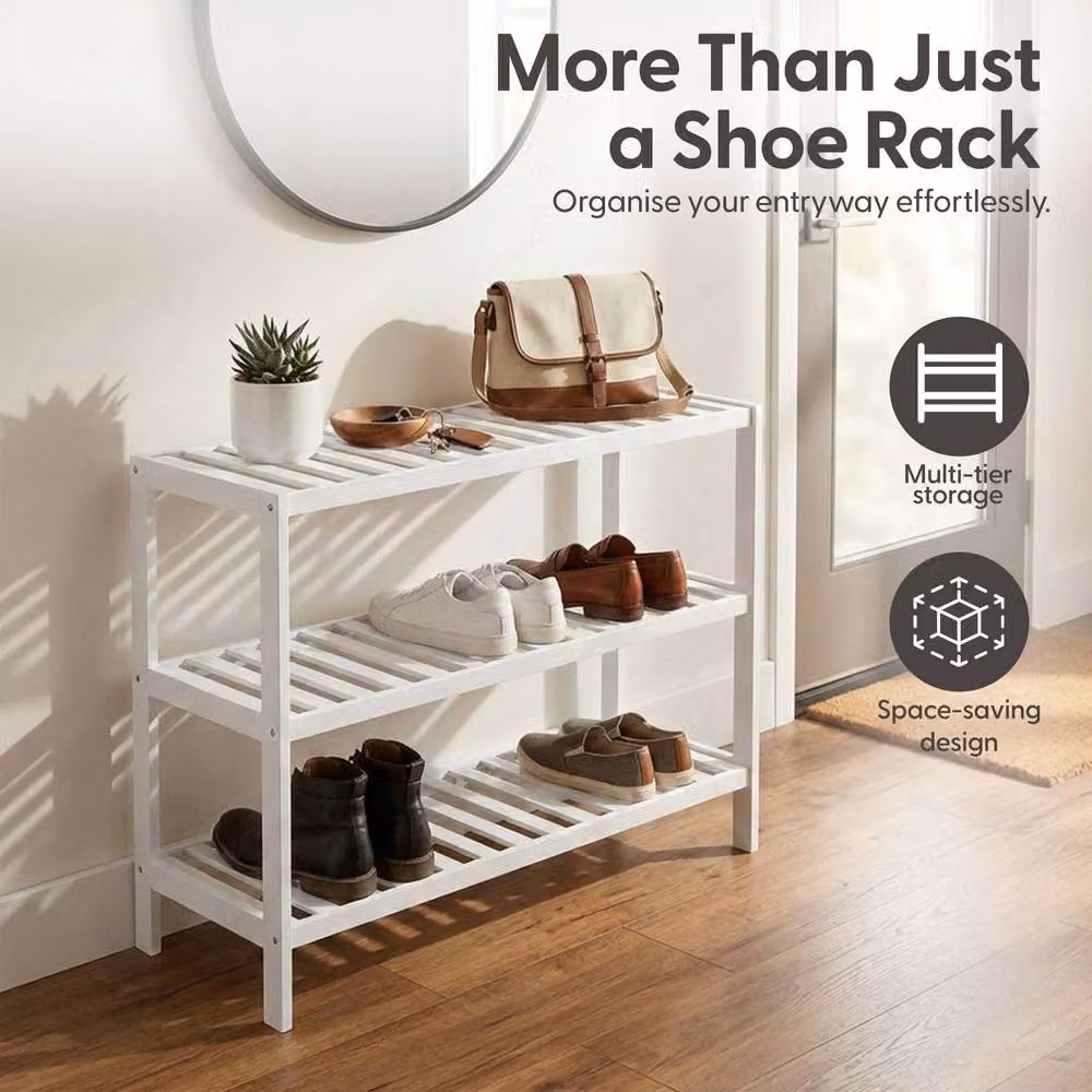 Keplin 3-Tier Bamboo Shoe Rack in White – 3