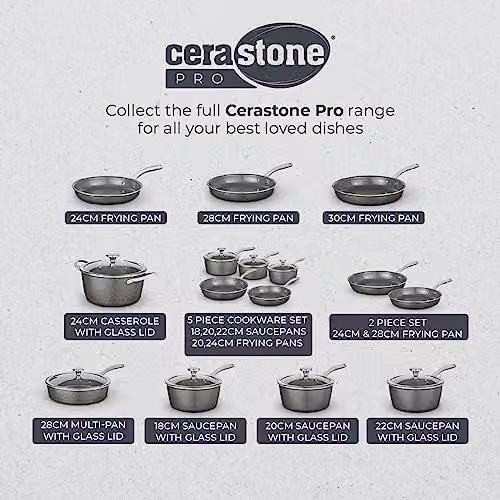 Tower Cerastone Pro 5 Piece Forged Aluminium Cookware Set with Non-Stick Ceramic Coating and Riveted Steel Handles, 18/20/22cm Saucepans and 20/24cm Frying Pans, Graphite/Anthracite, T900209 – 5