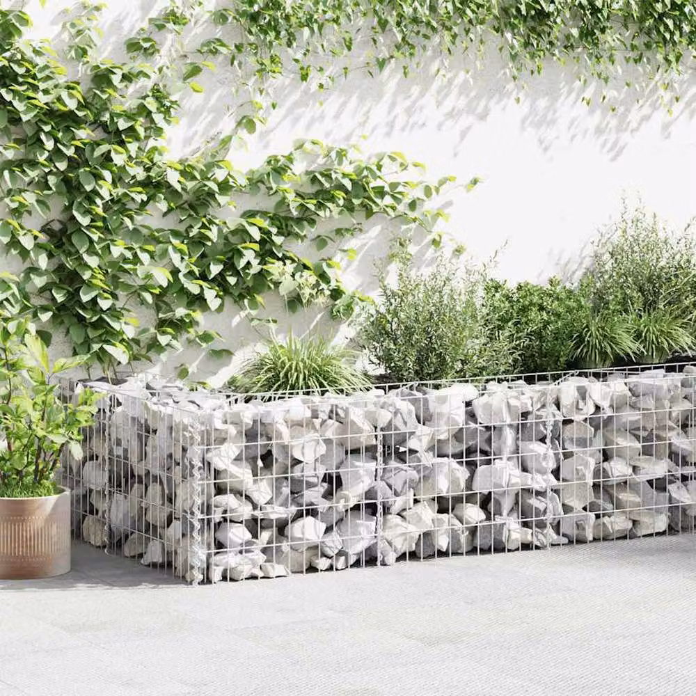 Berkfield Home Galvanised Steel Stone Gabion Basket in Silver, W/D/H: 300 x 30 x 50 cm – 2