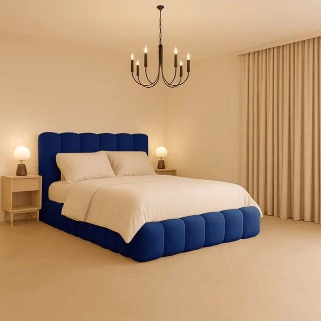Desire Deco Alice Upholstered Plush Velvet Bed Frame, Blue