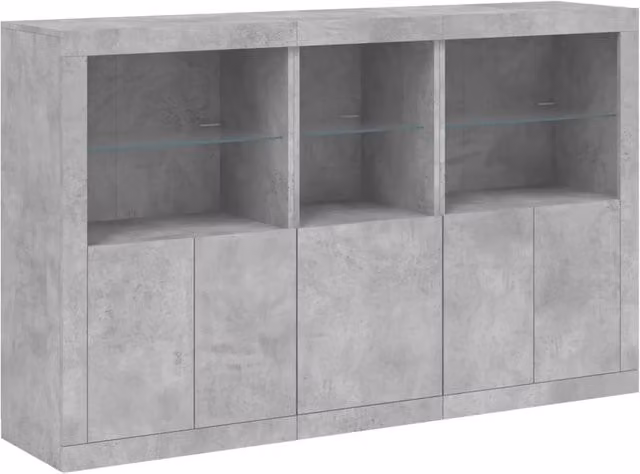 Berkfield Home Sideboard with Integrated LED Lights in Concrete Grey, W: 162 cm, D: 37 cm, H: 100 cm