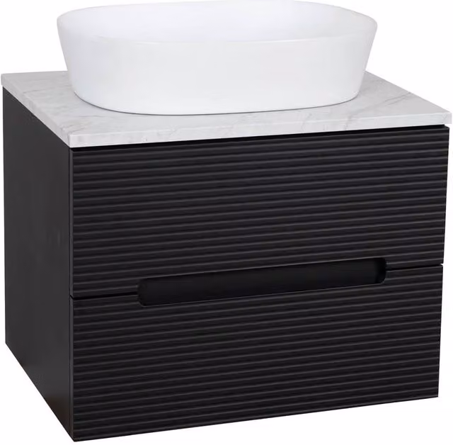 Bathroom Kingdom Monza Black & Grey Fluted Wall Hung Vanity Basin W: 600 mm – 1
