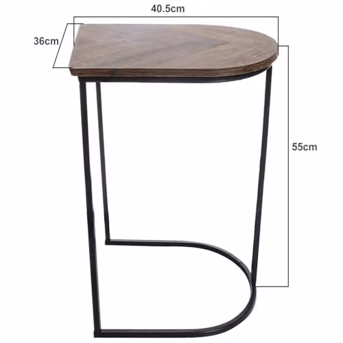 Gr8 Home Nest of 2 Modern Coffee and Side Tables with Black Metal Sled Base and Brown Chevron MDF Tops – 2