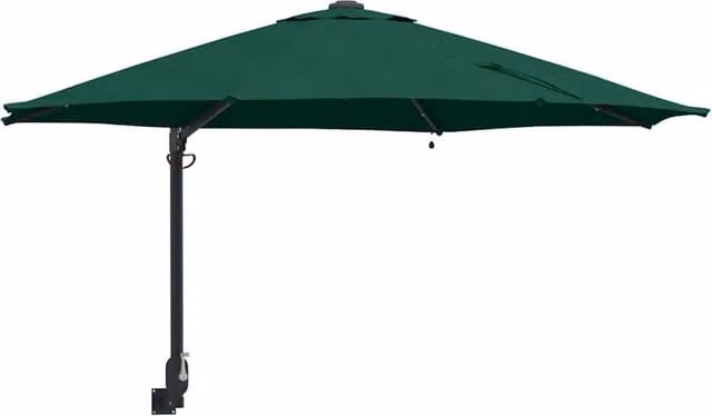 Berkfield Home Wall-mounted Garden Parasol with LEDs, Green, Diameter: 248 cm