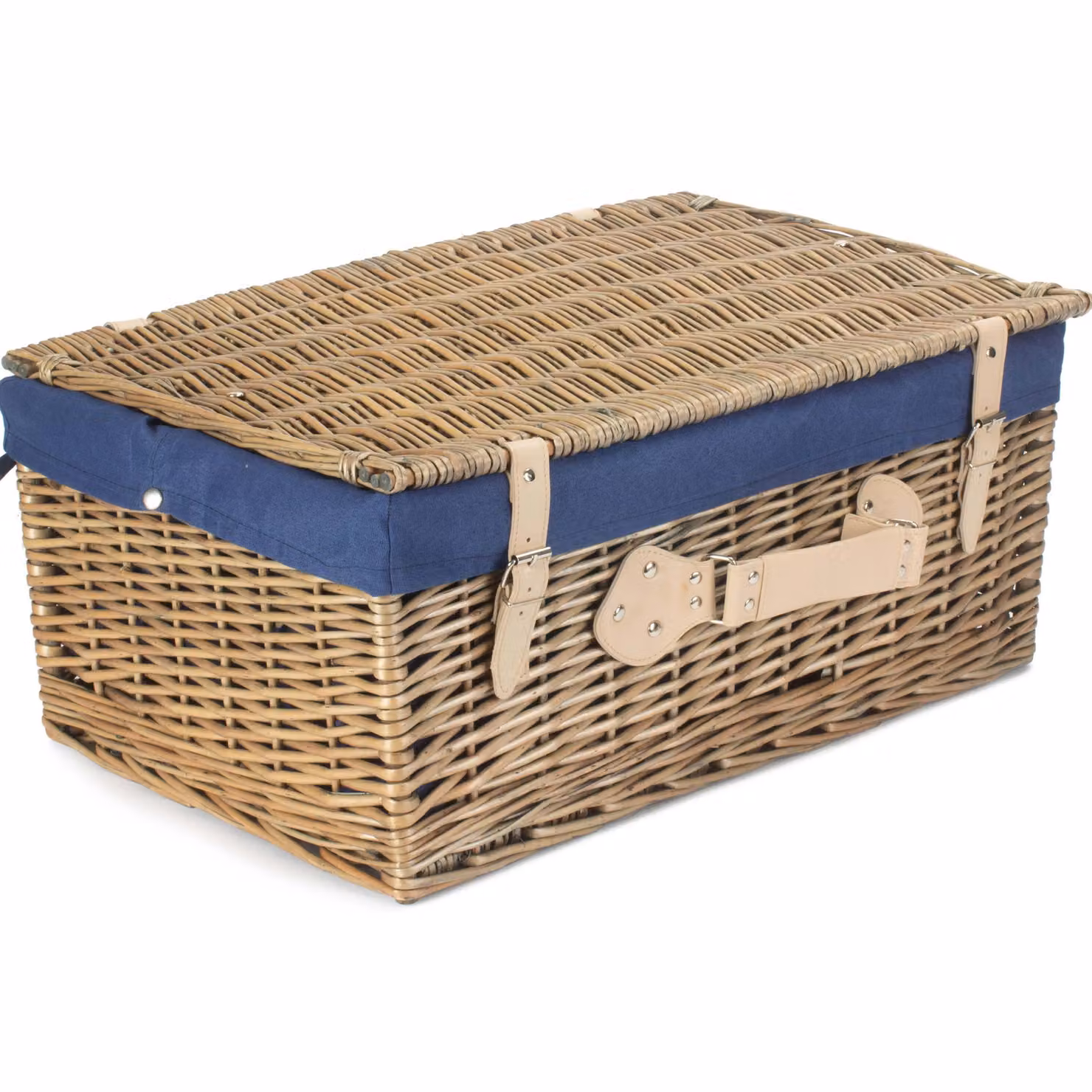 Red Hamper Wicker Picnic Basket with Blue Cotton Lining, W: 51 cm – 2