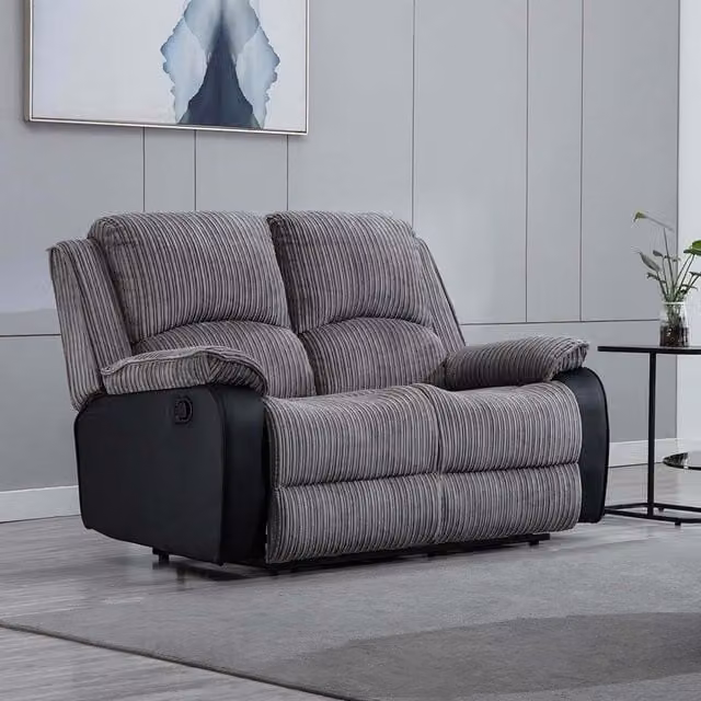 More4Homes Postana 2 Seater Manual High Back Jumbo Cord Fabric Recliner Sofa in Grey – 1