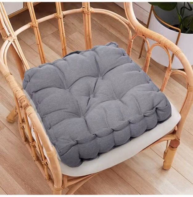 Living and Home Garden Armchair Cushion Pad with Handle, Cotton-Linen, Dark Grey