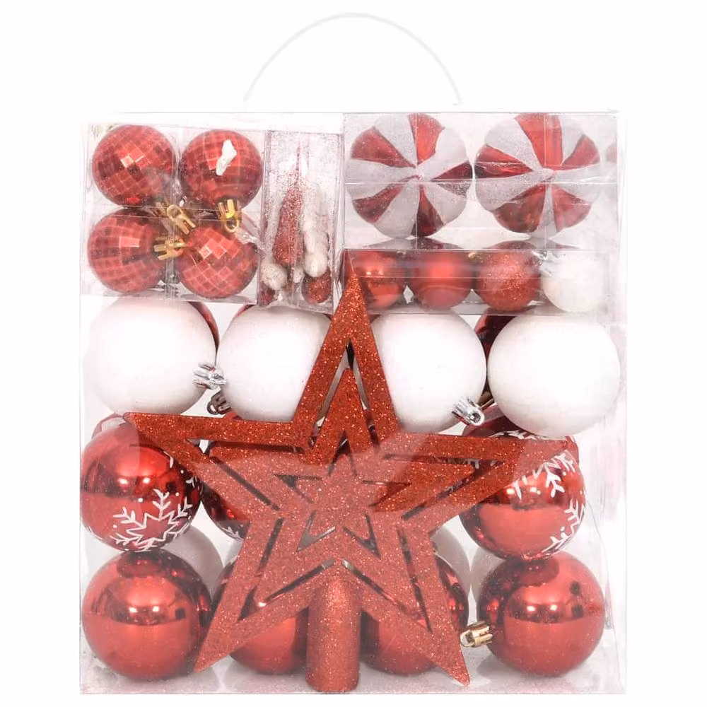 Berkfield Home 64 Piece Red and White Christmas Bauble Set – 2