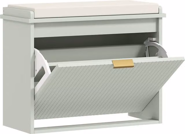 HOMCOM Elegant Six Shoe Bench with Top Seat in Green – 1