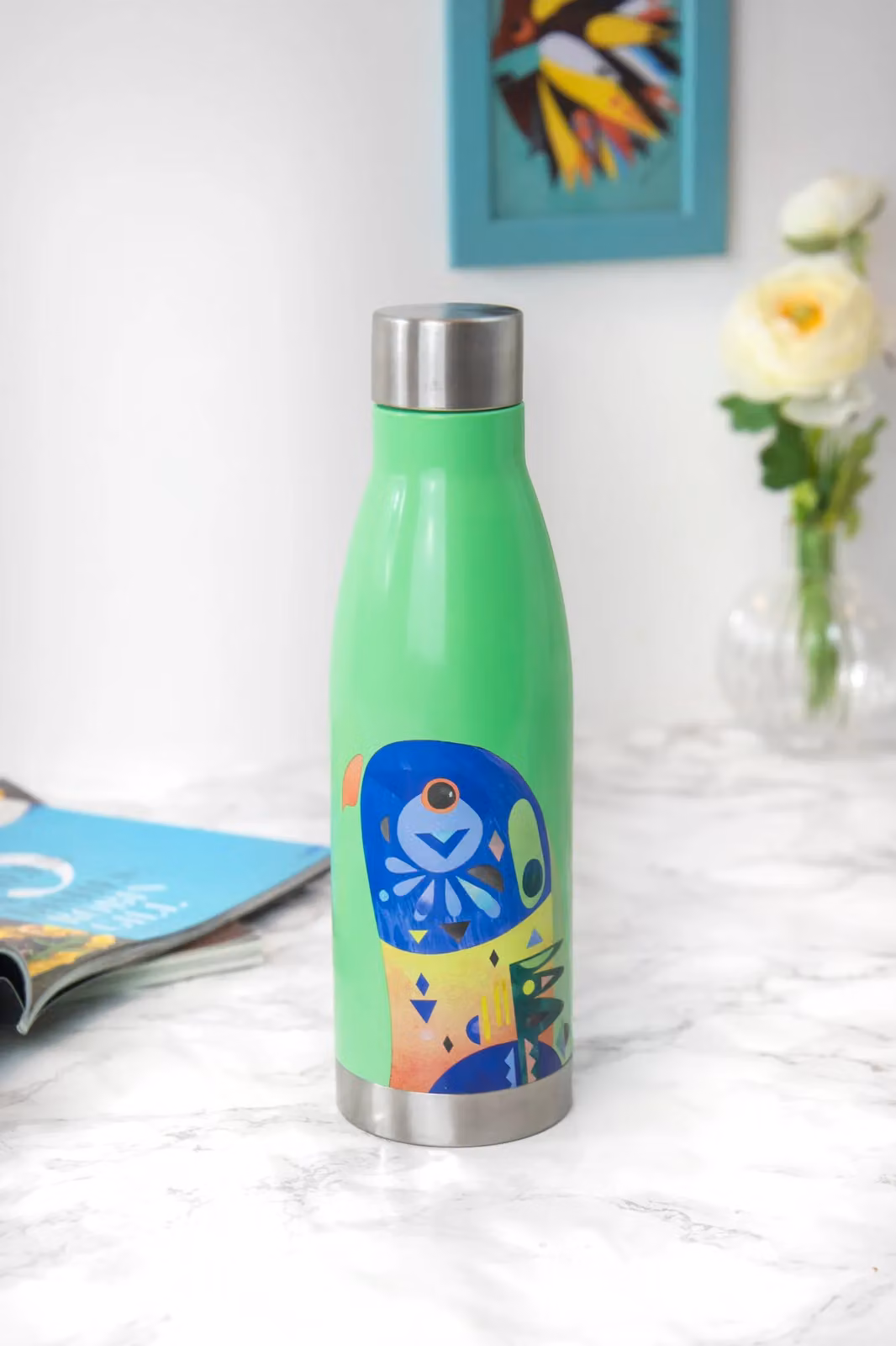 Maxwell & Williams Pete Cromer Lorikeet Double Walled Insulated Bottle, 500ml, Green – 2