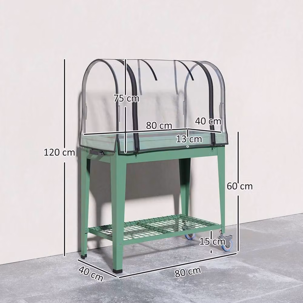 Kelvenix Raised Planter with Greenhouse Cover, Green, W/D/H: 120 x 80 x 40 cm – 2