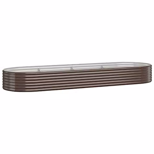 vidaXL Brown Galvanised Steel Garden Raised Bed W: 322 cm, D: 100 cm, H: 36 cm – 1