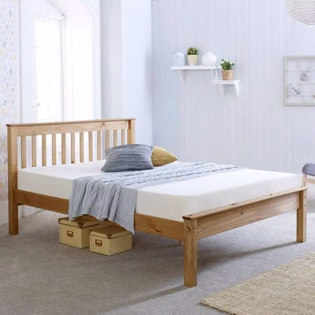 Rest Relax Colwick Double Bed in Beige Waxed Pine Wood