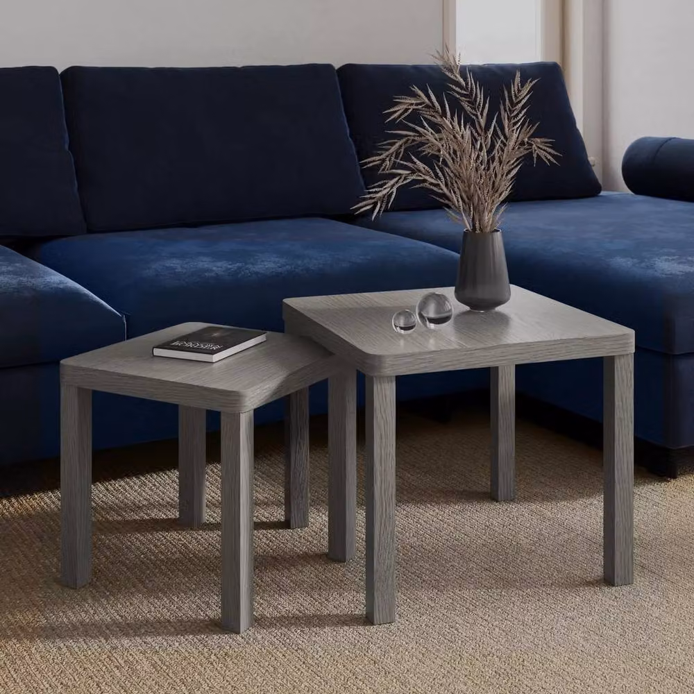 Havendro Cedar Set of 2 Square Wooden Nesting Tables in Grey – 3