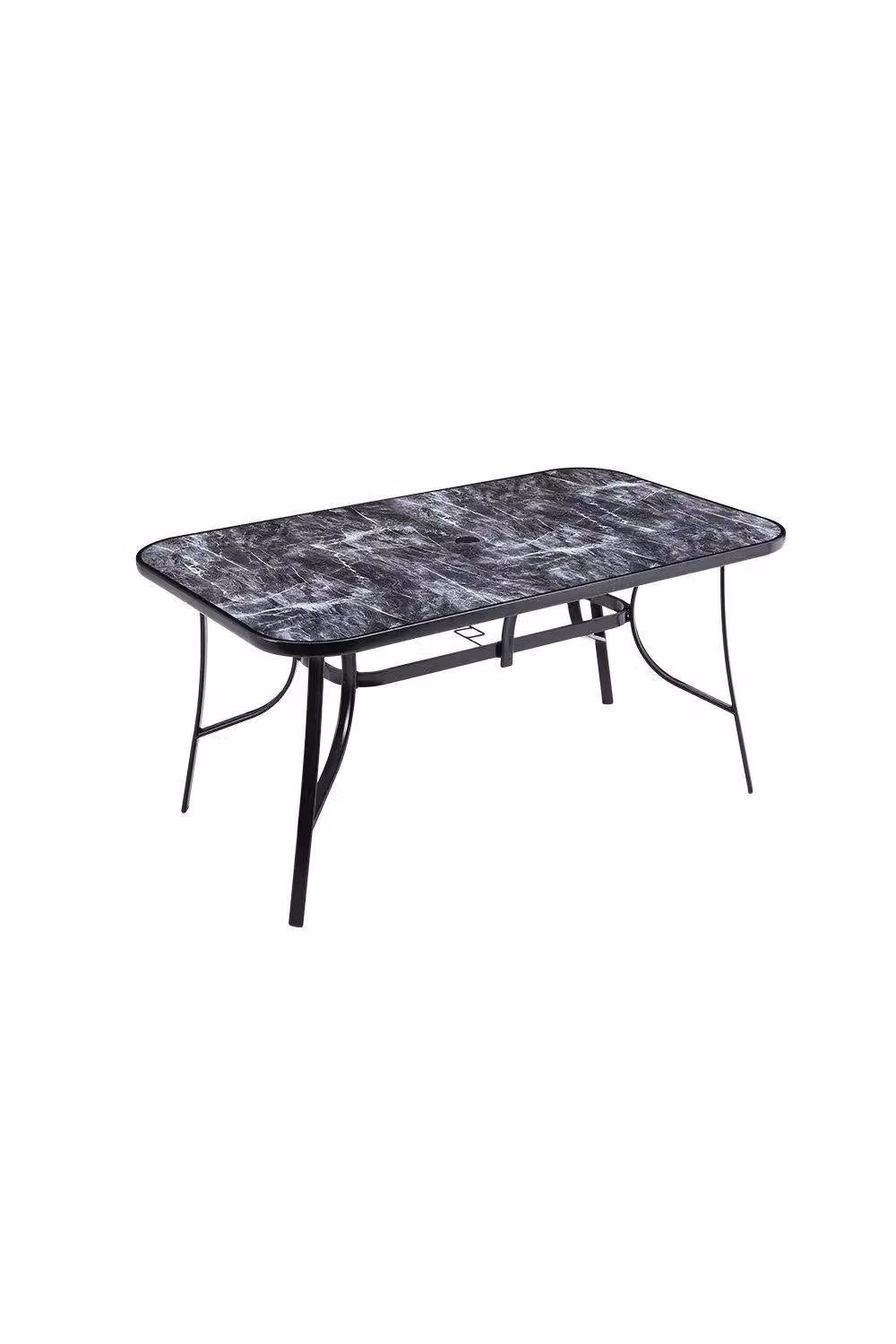 Garden Sanctuary Marble Garden Dining Table with Multicolour Abstract Tempered Glass Top, H 80.0 cm x W 72.5 cm – 2