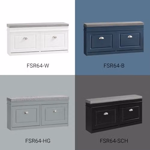 SoBuy White Shoe Storage Bench with Fabric Seat Cushion and Flip Drawers, W/D/H: 104 x 24 x 52 cm – 3