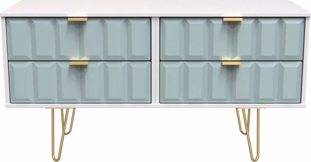 Ready Assembled 2 U Metro 4 Drawer Bed Box in Duck Egg Blue and Gold – 1