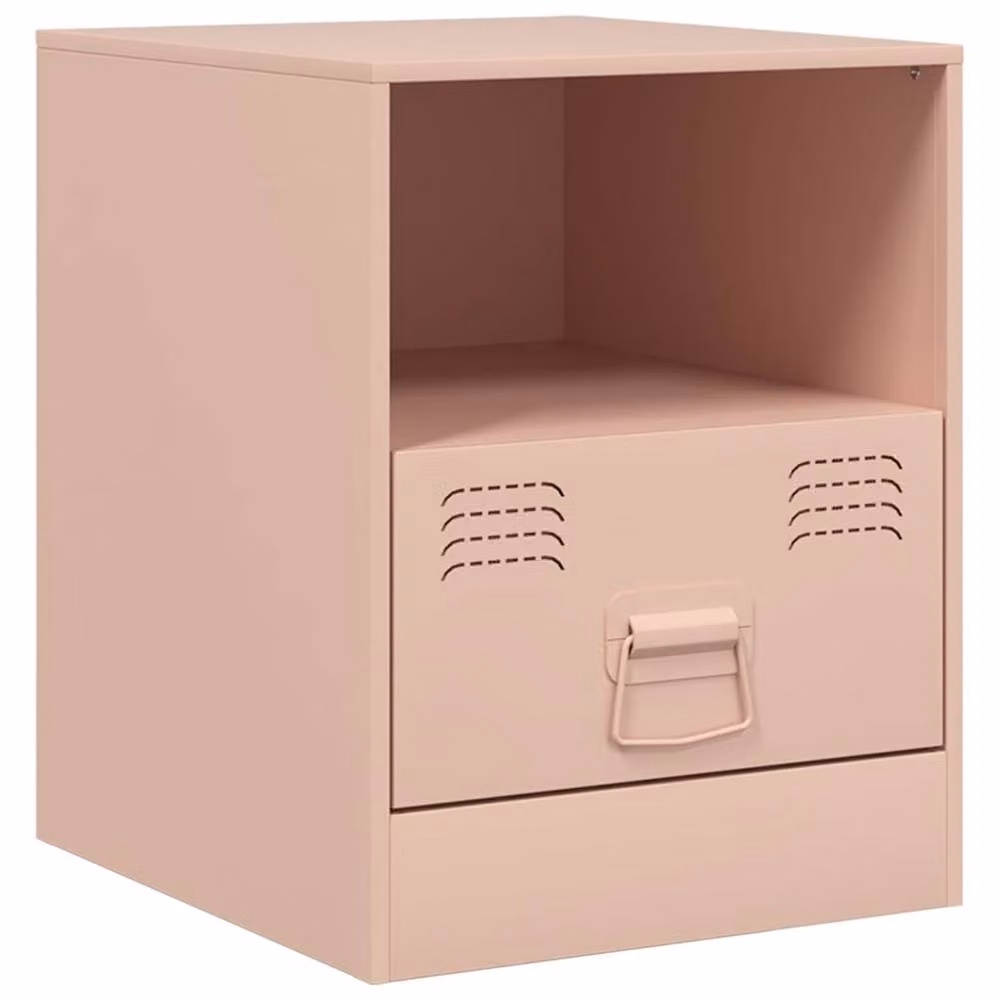 Berkfield Home Stylish Pink Metal Bedside Cabinet W/D/H: 34.5 x 39 x 44 cm – 2