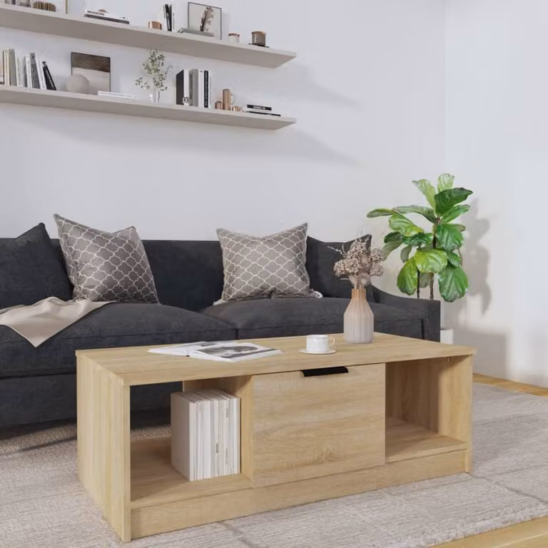 Berkfield Home Sonoma Oak Decorative Coffee Table in Light Brown, W/D/H: 102 x 50 x 36 cm