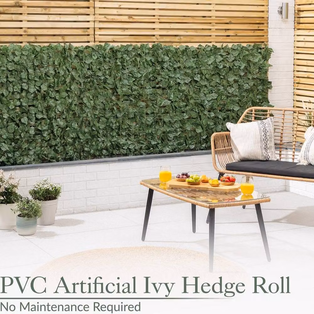 NESTLUNE Artificial Ivy Leaf Garden Privacy Fence Roll, Green, W: 100 cm, H: 60 cm – 4
