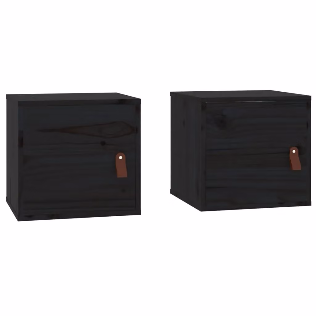 Berkfield Home Set of 2 Rustic Black Solid Pine Wall Mounted Cabinets W: 31.5 cm, D: 30 cm, H: 30 cm – 2