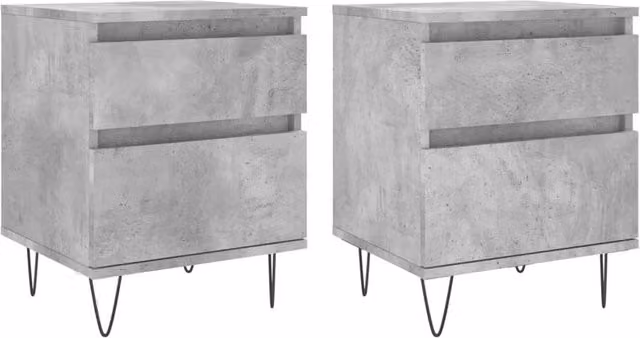 Berkfield Home Set of 2 Modern Bedside Cabinets in Concrete Grey, W/D/H: 40 x 35 x 50 cm – 1
