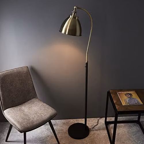 Netlighting Franklin Adjustable LED Task Floor Lamp in Black and Gold/Brass – 2
