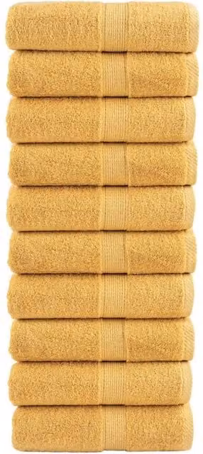 Berkfield Home SOLUND Premium Cotton Terry Guest Towels, Gold, 10 Pack, W: 30 cm, H: 50 cm, 600gsm