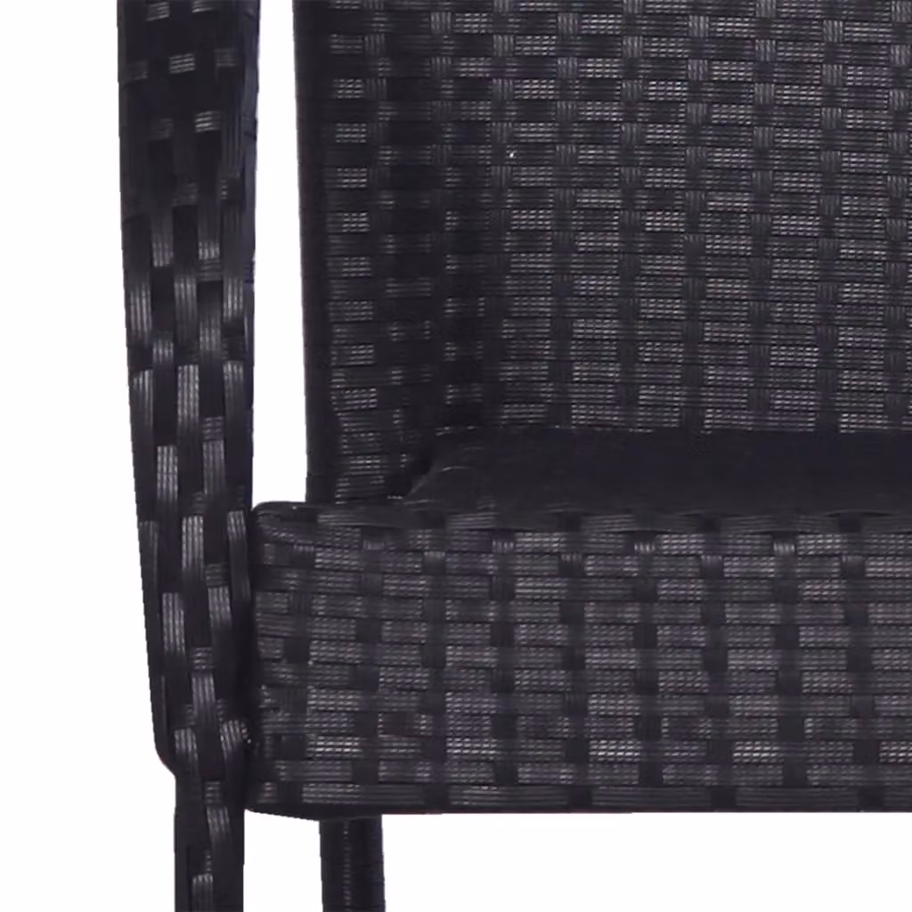 Berkfield Home Set of 6 Stackable Black Poly Rattan Outdoor Chairs with Armrests – 3