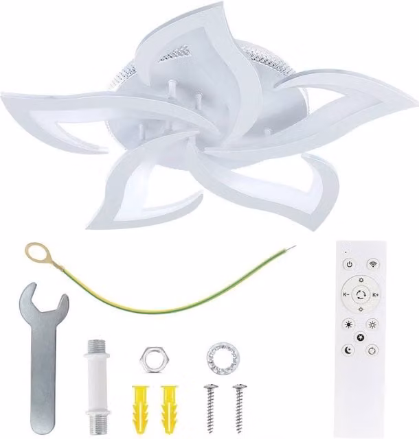 NESTLUNE Modern LED Ceiling Chandelier with White Metal Frame and RGB Backlight