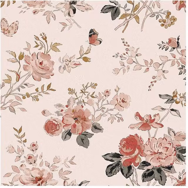 Sophie Allport Vintage Rose Chalk Blush Pink Floral Wallpaper, Width: 52 cm, Length: 1000 cm