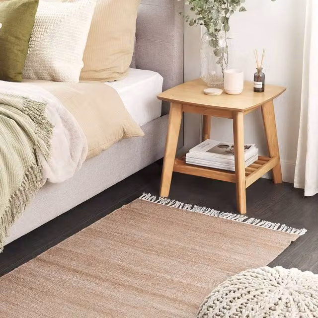 Wyld and Coco Beige PET Area Rug with Fringes, W/L: 80 x 150 cm