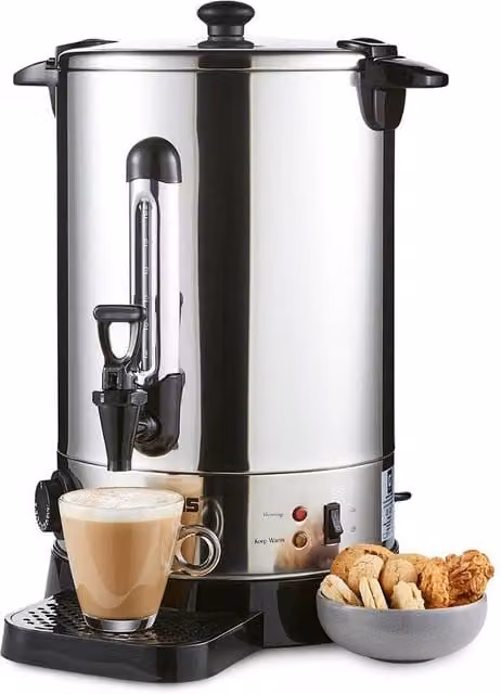 Geepas 15L Stainless Steel Hot Water Dispenser 1650W Catering Urn with Keep Warm Function in Metallic Silver