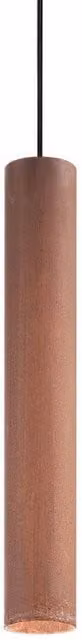 Ideal Lux Look 1 Light Slim Cylinder Ceiling Pendant in Brown and Copper, Diameter: 56.0 cm
