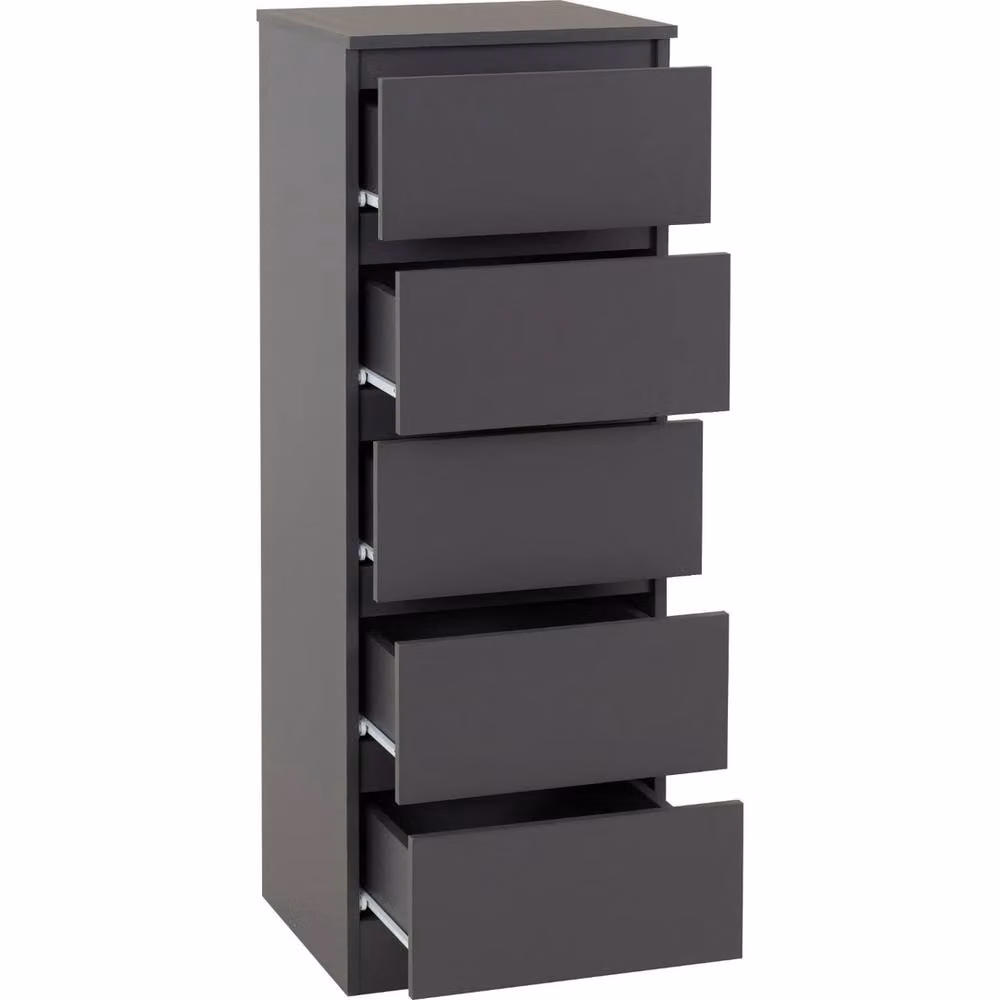 FORGEVIO Modern Matt Grey Narrow 5 Drawer Freestanding Chest of Drawers – 3