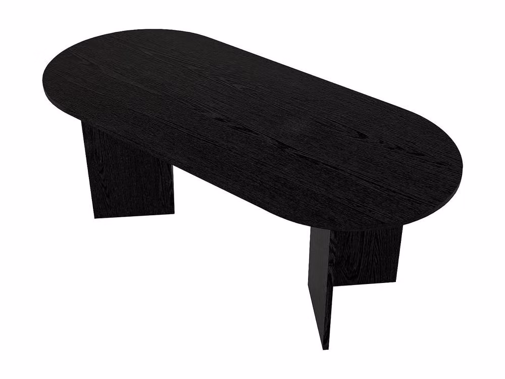 Vente-unique TOPANIA Black Rectangular 8-Seater Dining Table with Central Column, W/D/H: 220 x 90 x 74.7 cm – 3