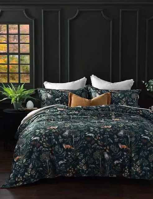 MM Linen Briar Reversible Floral Cotton Bedding Set, Green Mix, W: 180 cm, H: 200 cm