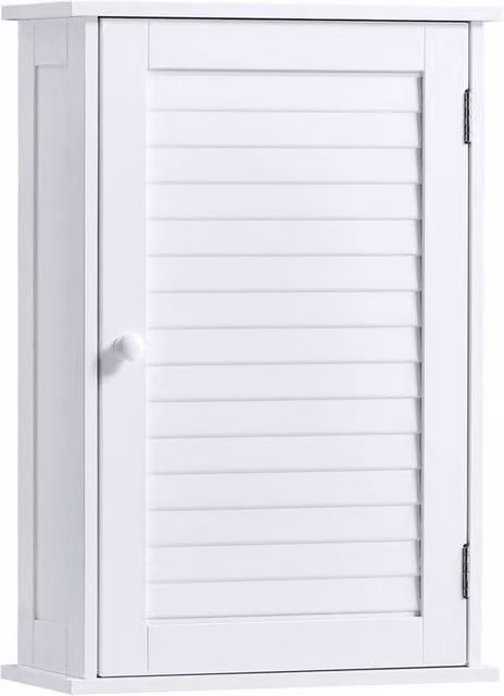 KORVIXA White Modern Bathroom Wall Cabinet with Roll Shutter Door, W: 60 cm, H: 60 cm – 1