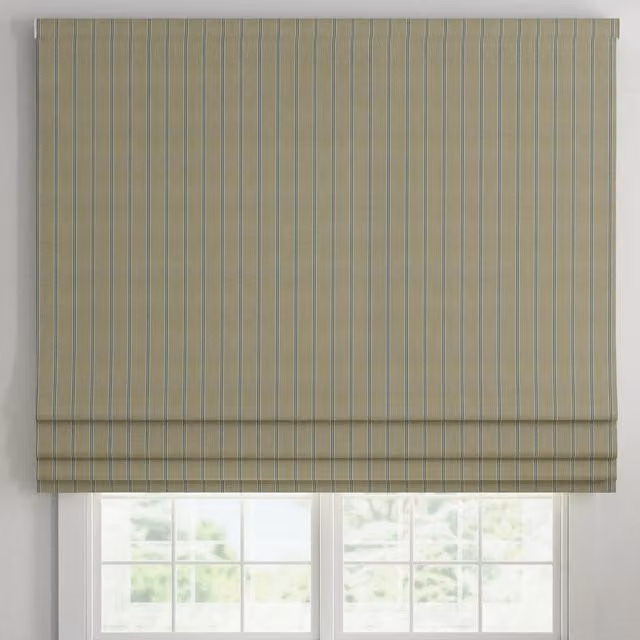 Ante Decor Latham Blue Printed Cotton Stripe Made To Measure Roman Blind