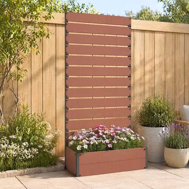 STILVORA Raised Planter with Trellis, Brown, Height: 90.5 cm – 1