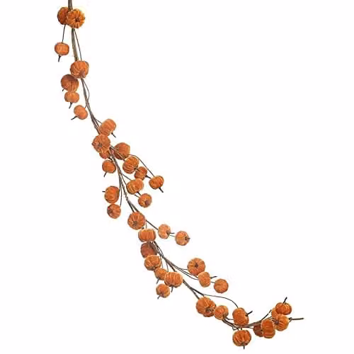 Heaven Sends Orange Velvet Pumpkin Hanging Garland, 150 cm