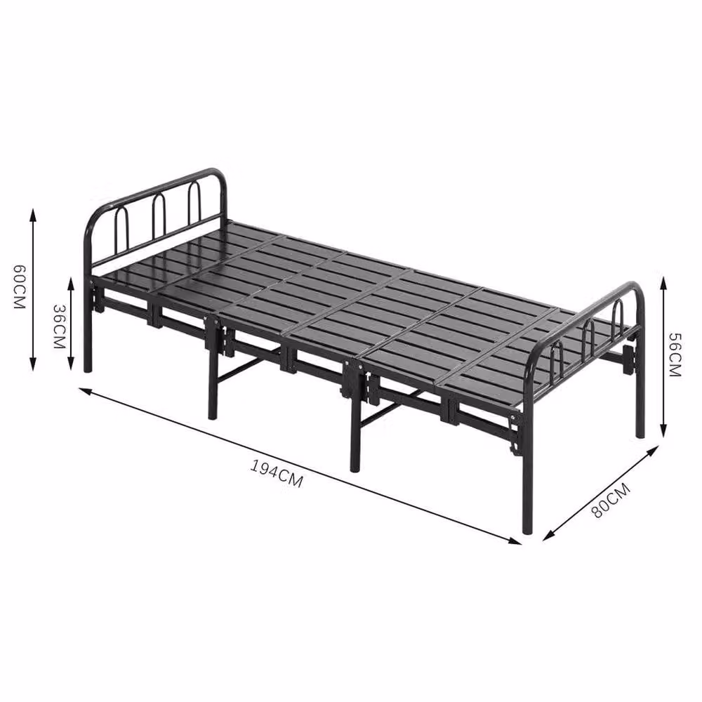 FORGEVIO Small Single Folding Metal Bedframe in Grey, W/D/H: 120 x 60 cm – 2