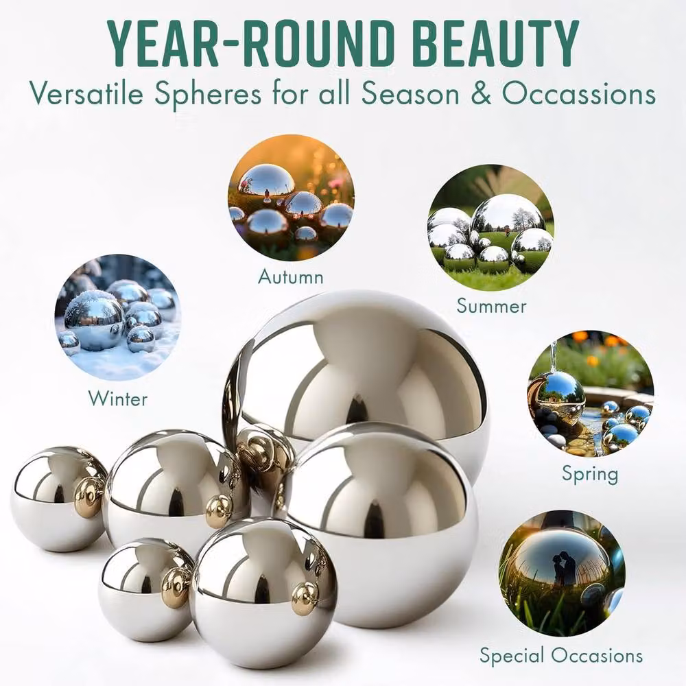 Globrite 6-Piece Stainless Steel Mirror Ball Garden Ornaments in Silver and Multicolour – 5